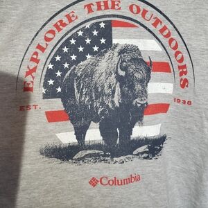 Columbia Men's Heather Gray Tee with Red Logo